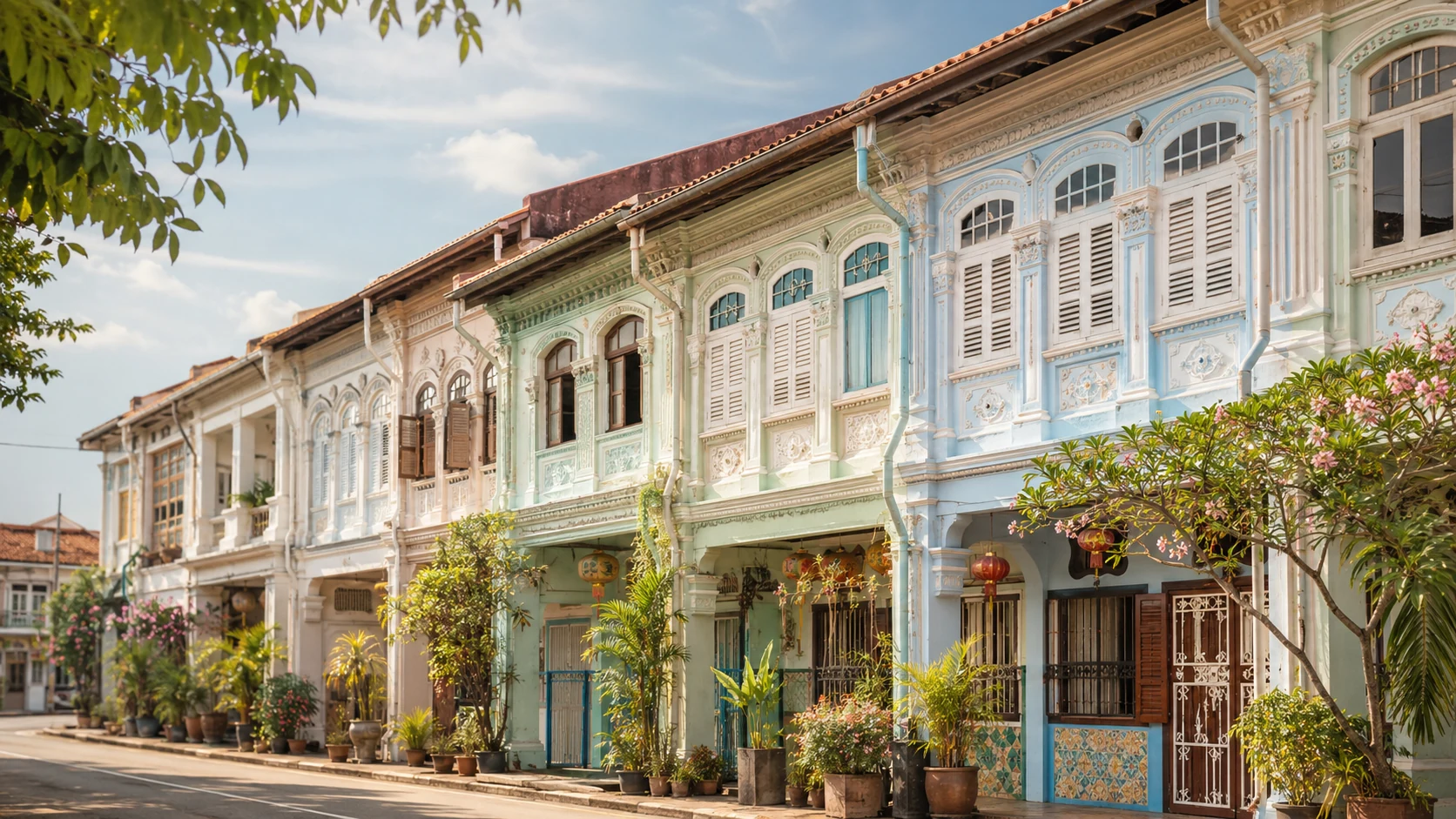 Peranakan heritage museum facade and architectural details in Malaysia